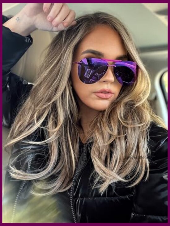 Oversized Aviator Sunglasses with UV400 Protection main image 2